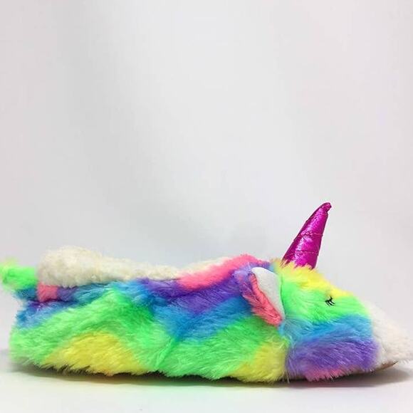 Oooh Geez Yeah Unicorn Sherpa Non-Slip Slippers ~ size Small (5-6) - Picture 3 of 6